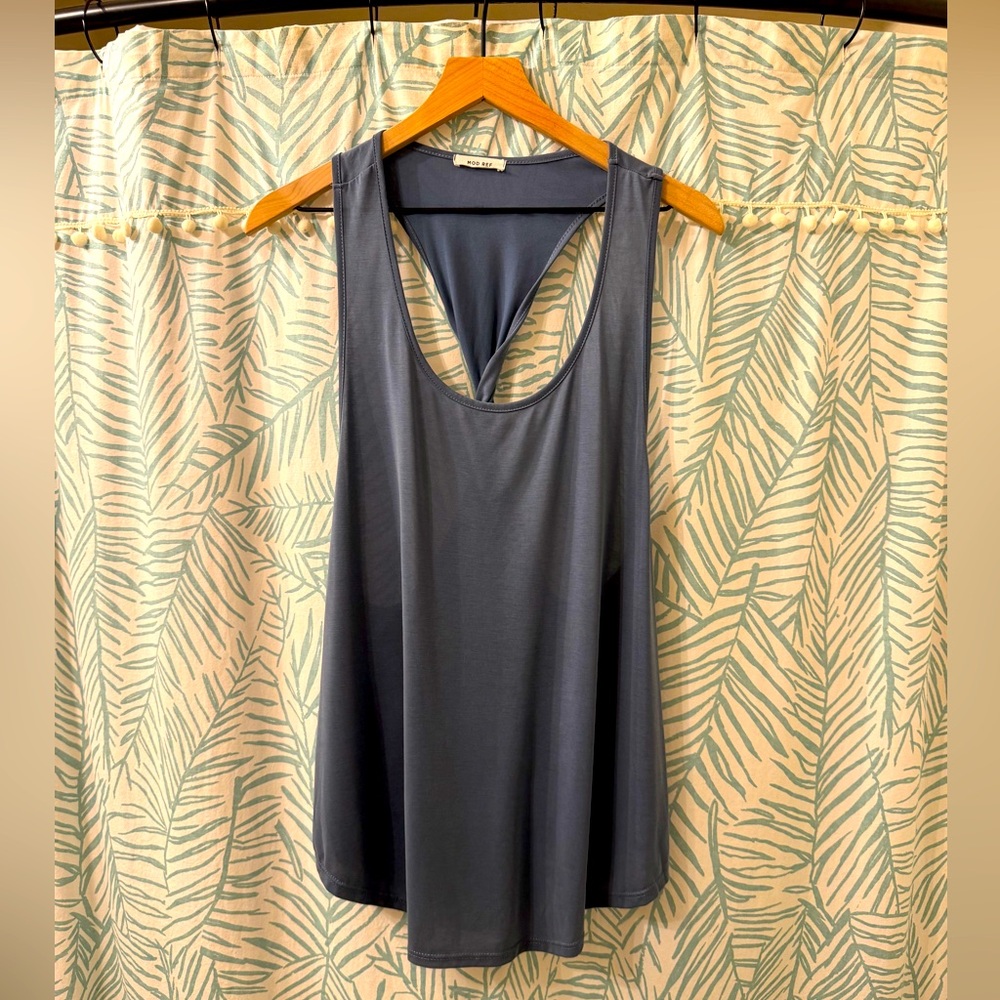 Blue Twist Back Tank